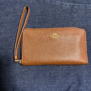Coach Brown Leather Wristlet